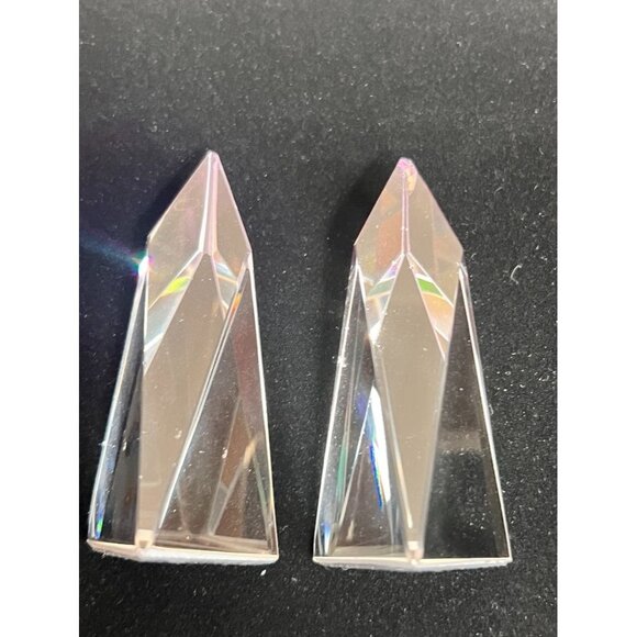 Colorful Crystal Prism Small Obelisks Set Of 2 Rainbow Reflective READ HAS CHIPS - Picture 10 of 14
